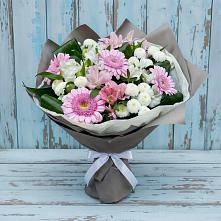 Букет цветов из:  Герберы, Альстромерии и Хризантемы в Николаевской Республики Северная Осетия-Алания