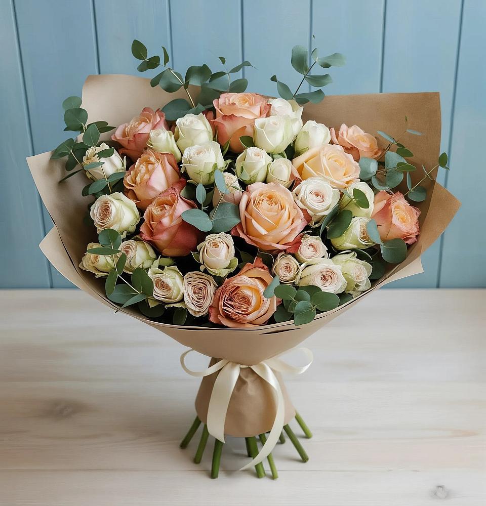 Букет цветов из: Альстромерии и Розы в Николаевской Республики Северная Осетия-Алания