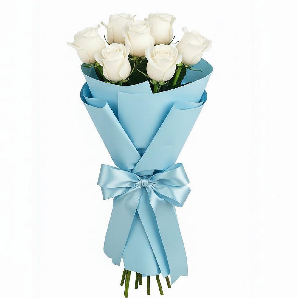 Букет 7 белых роз Проуд в Николаевской Республики Северная Осетия-Алания