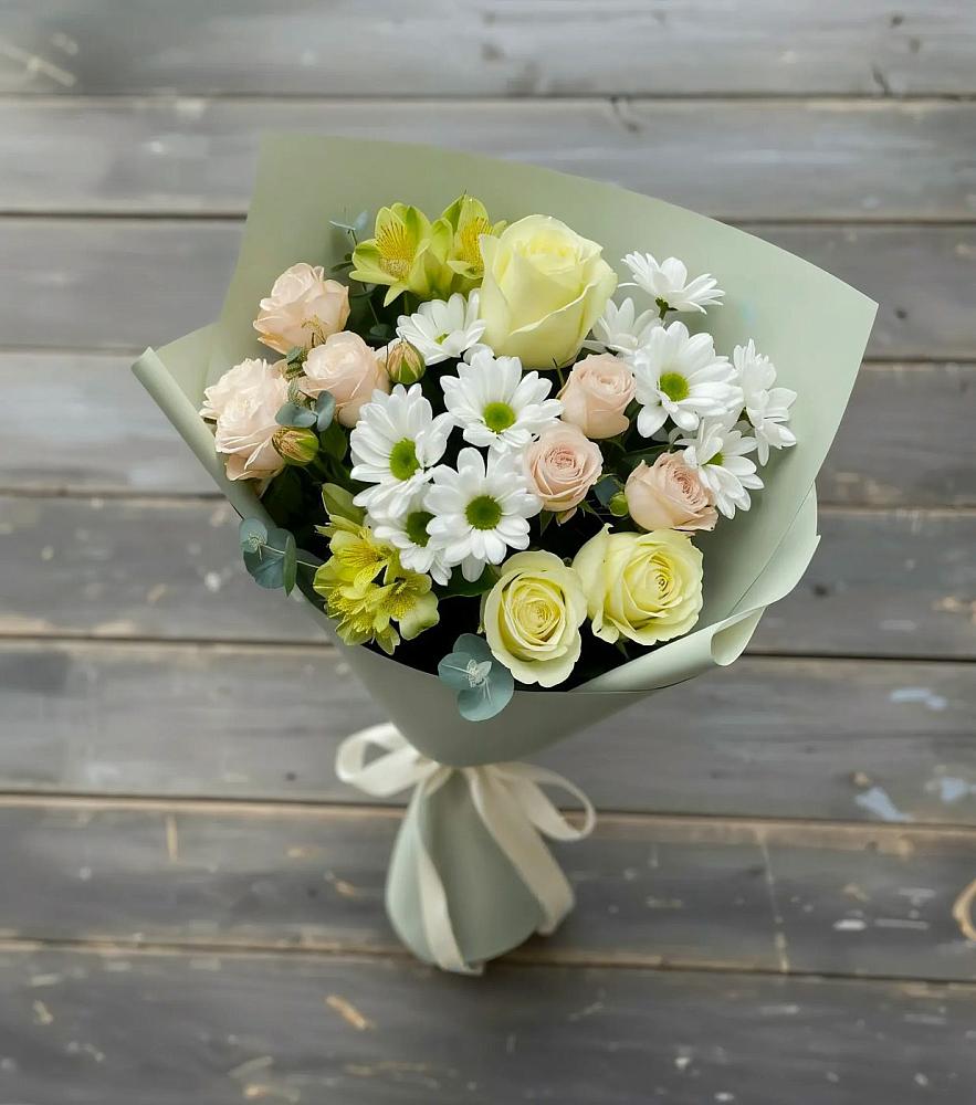 Букет цветов из: Альстромерии, Розы и Хризантемы в Николаевской Республики Северная Осетия-Алания