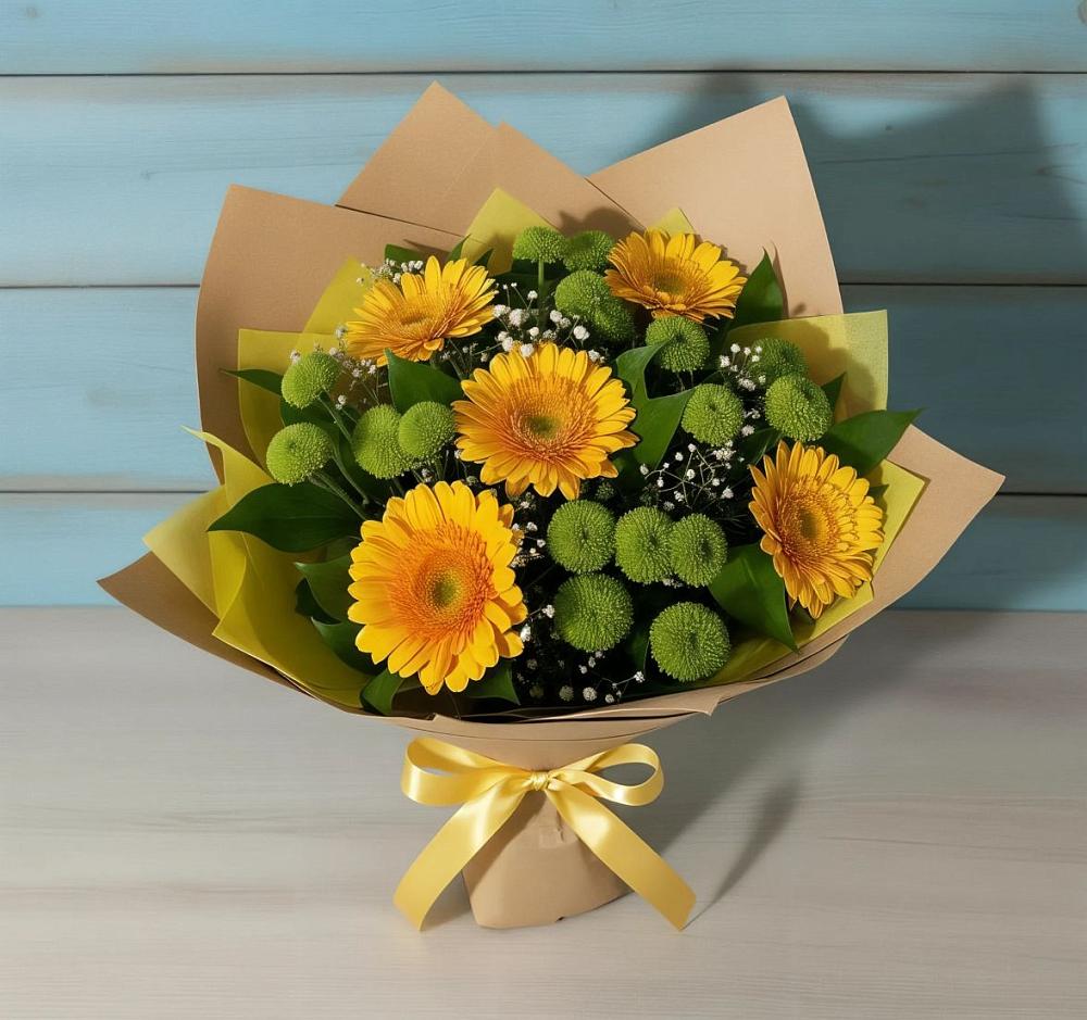 Букет цветов из: Герберы и Хризантемы в Николаевской Республики Северная Осетия-Алания