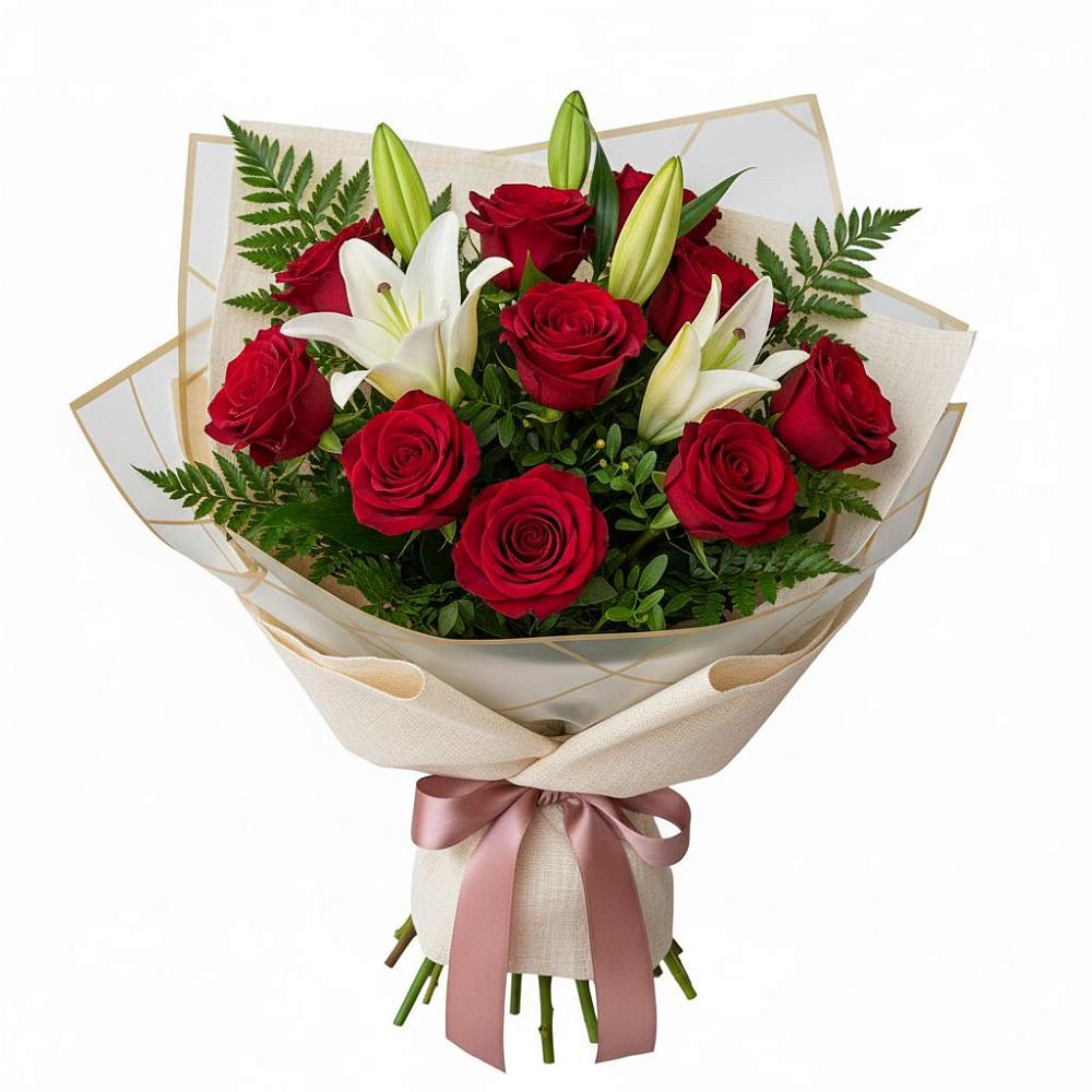 Букет цветов из: Лилии и Розы в Николаевской Республики Северная Осетия-Алания