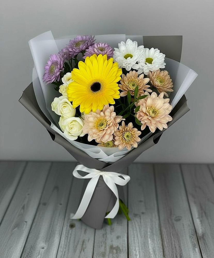 Букет цветов из: Розы, Герберы и Хризантемы в Николаевской Республики Северная Осетия-Алания