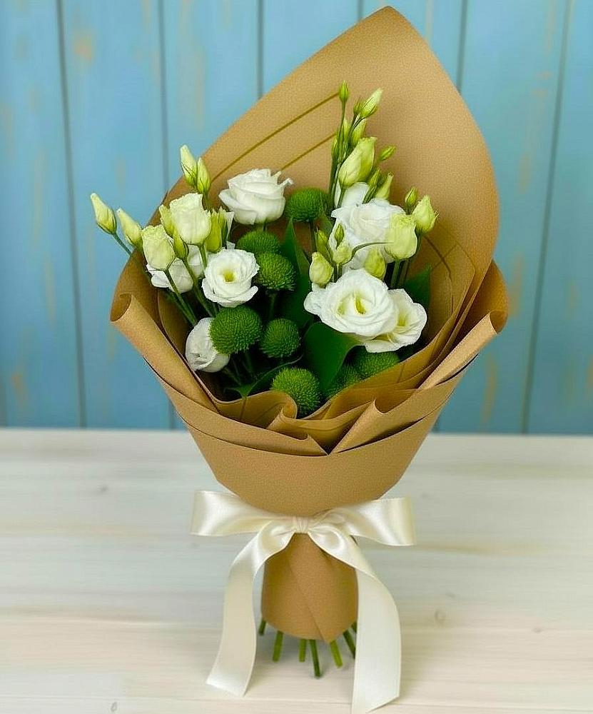 Букет цветов из: Хризантемы и Лизиантусы в Николаевской Республики Северная Осетия-Алания