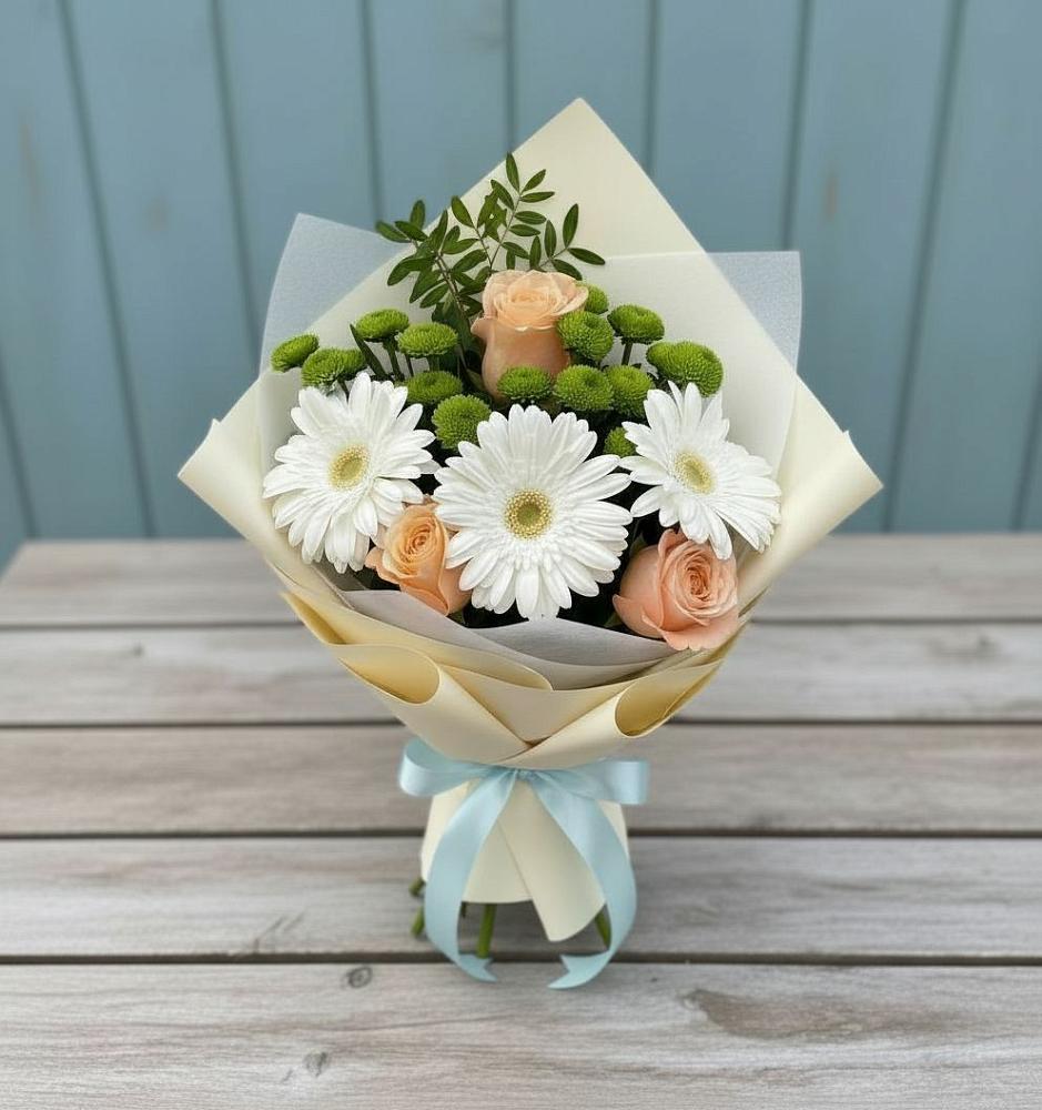 Букет цветов из: Герберы, Розы и Хризантемы в Николаевской Республики Северная Осетия-Алания