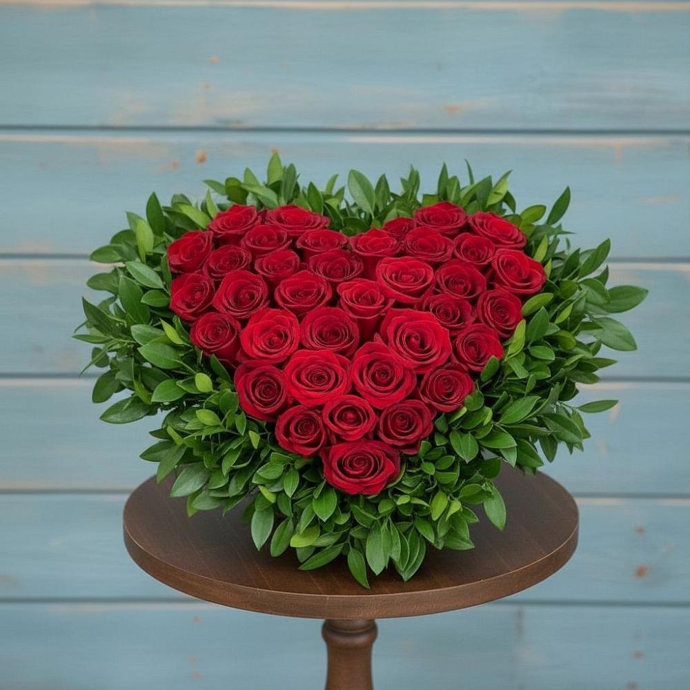 Цветочная композиция из Розы в виде сердца в Николаевской Республики Северная Осетия-Алания