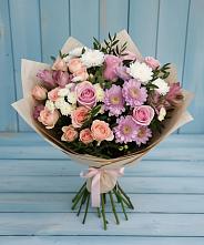 Букет цветов из:  Хризантемы, Розы и Альстромерии #REPLACE_PRED# Николаевской Республики Северная Осетия-Алания