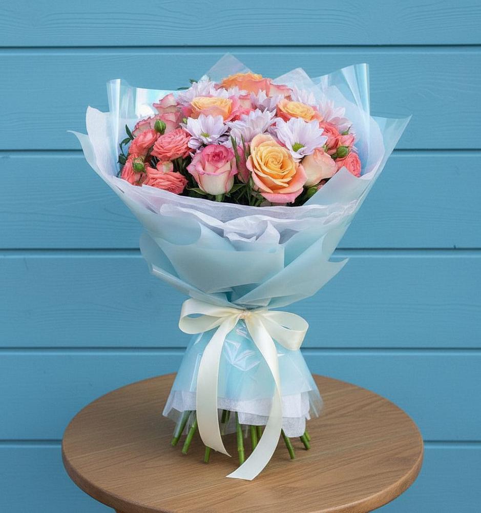 Букет цветов из: Хризантемы и Розы в Николаевской Республики Северная Осетия-Алания