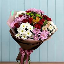 Букет цветов из:  Розы, Хризантемы и Альстромерии в Николаевской Республики Северная Осетия-Алания