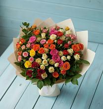 Букет Микс из разноцветных кустовых роз в Николаевской Республики Северная Осетия-Алания